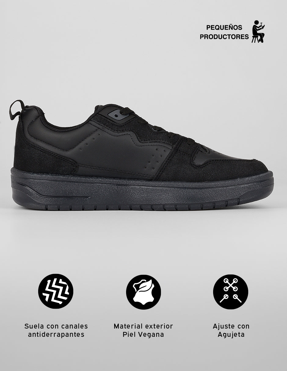 Tenis con cordones Agle en Piel vegana – Negro