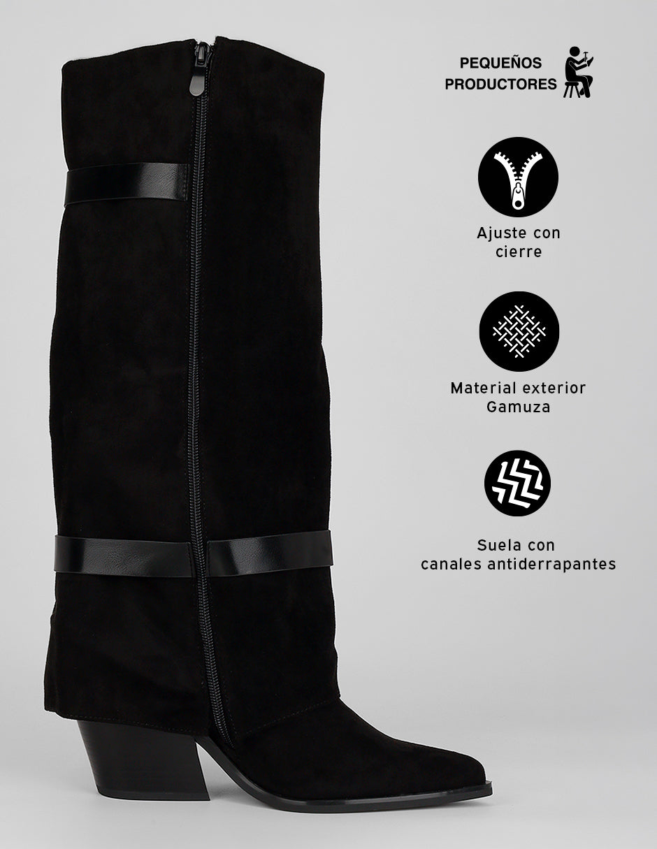 Botas altas ZHARA en Gamuza – Negro