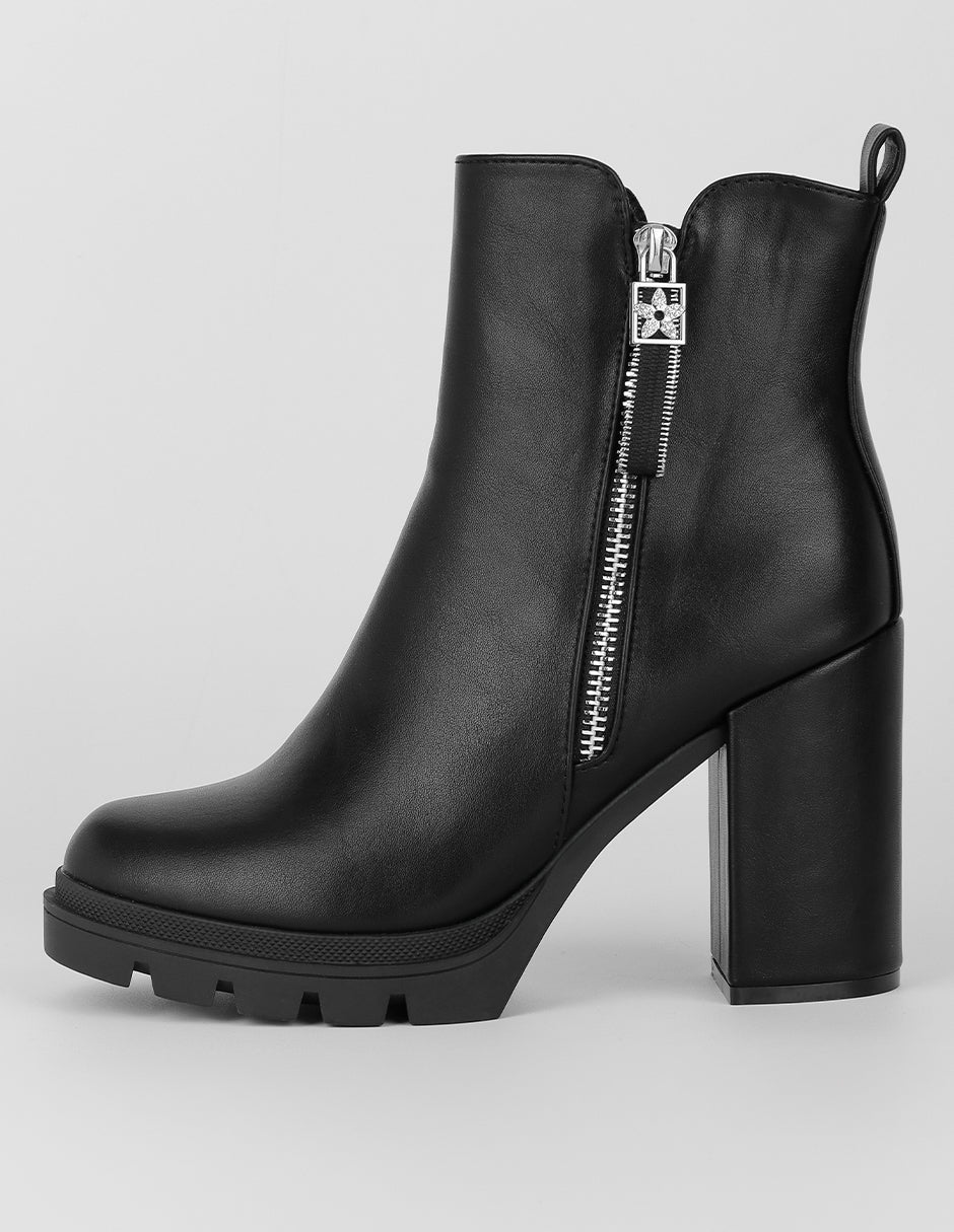 Botín con tacón Exterior Piel vegana Color Negro Para Mujer De RBCOLLECTION