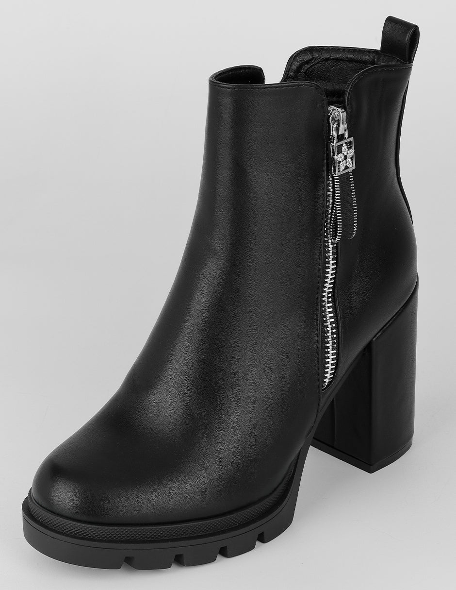 Botín con tacón Aurora en Piel vegana – Negro