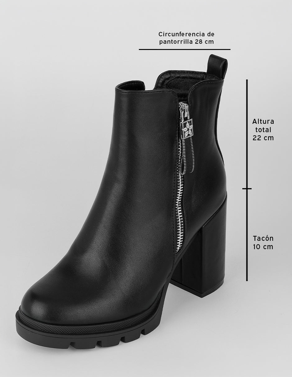 Botín con tacón Aurora en Piel vegana – Negro