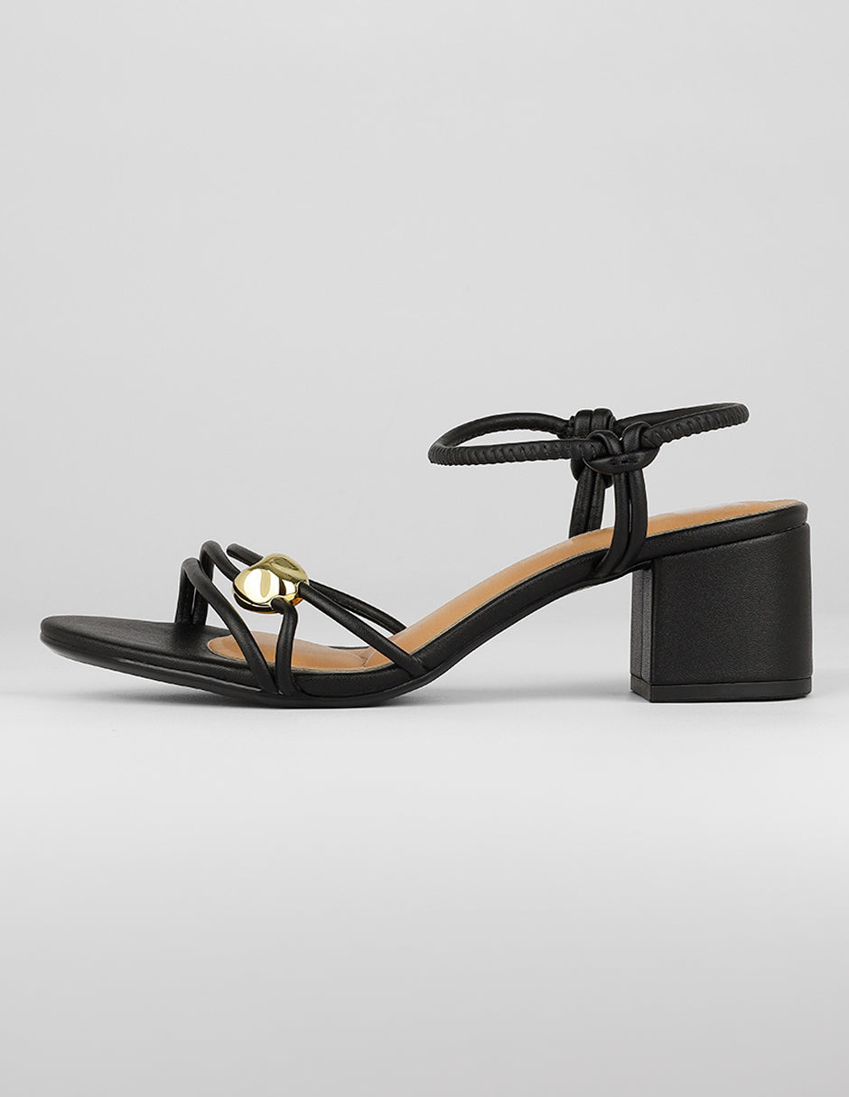 Sandalia con tacón Exterior Piel vegana Color Negro Para Mujer De RBCOLLECTION