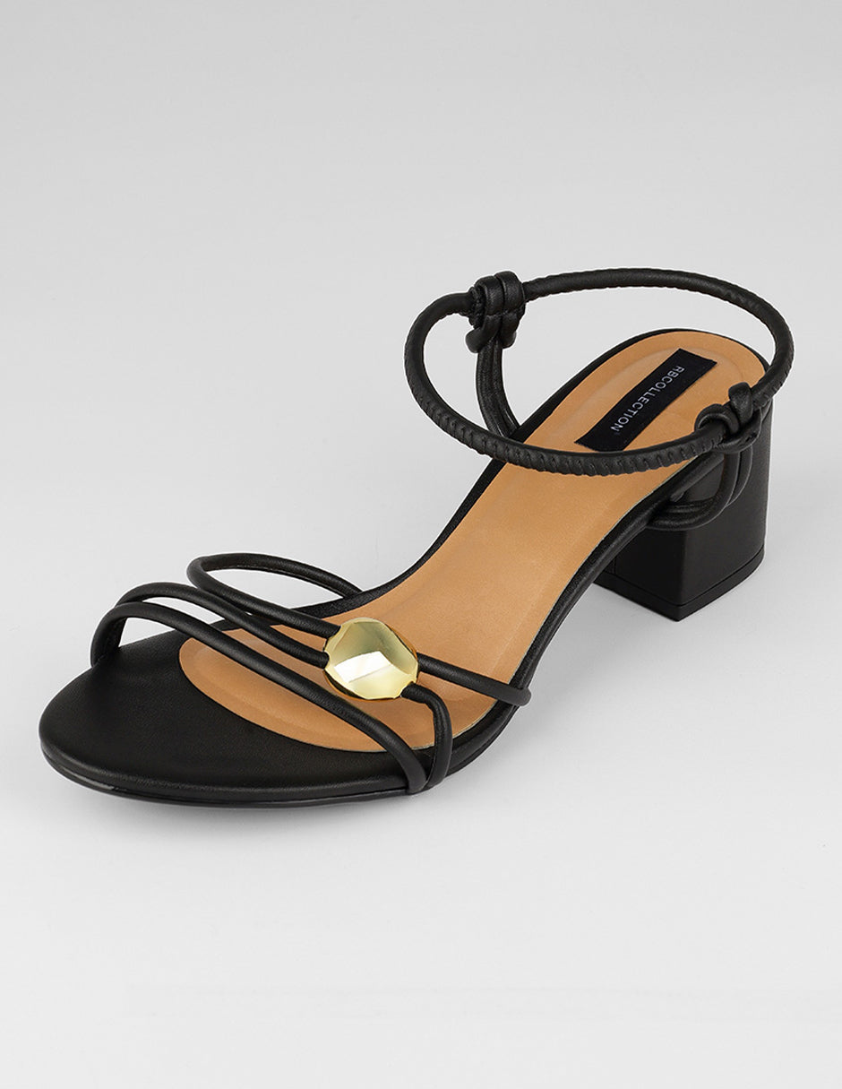 Sandalia con tacón Ave en Piel vegana – Negro
