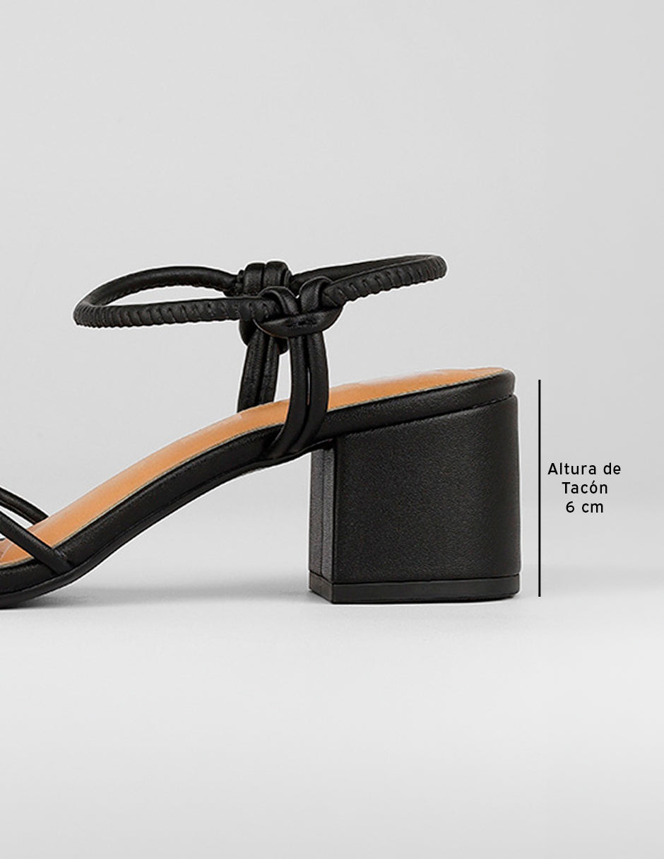 Sandalia con tacón Ave en Piel vegana – Negro