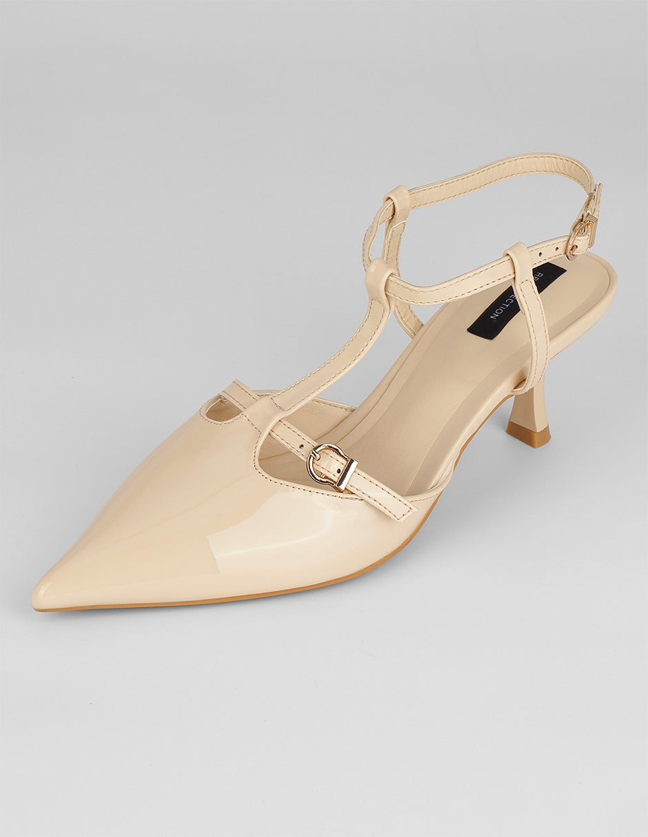 Zapatillas Slingback en Charol – Beige