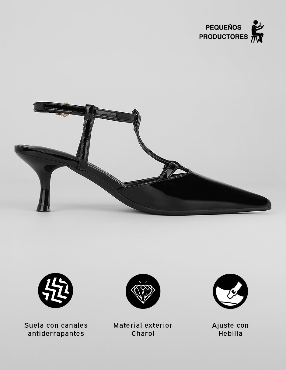 Zapatillas Slingback en Charol – Negro