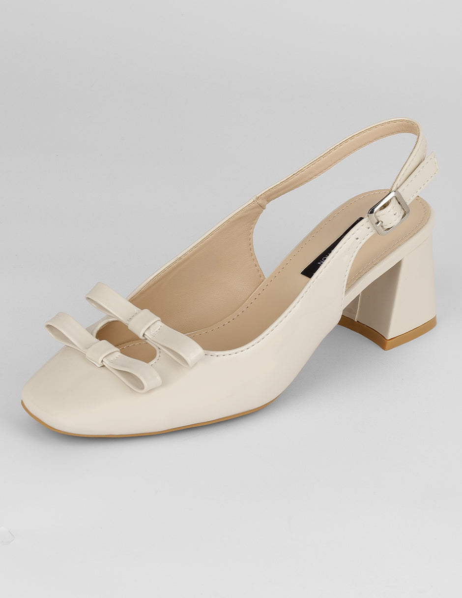 Zapatillas Slingback en Charol – Beige