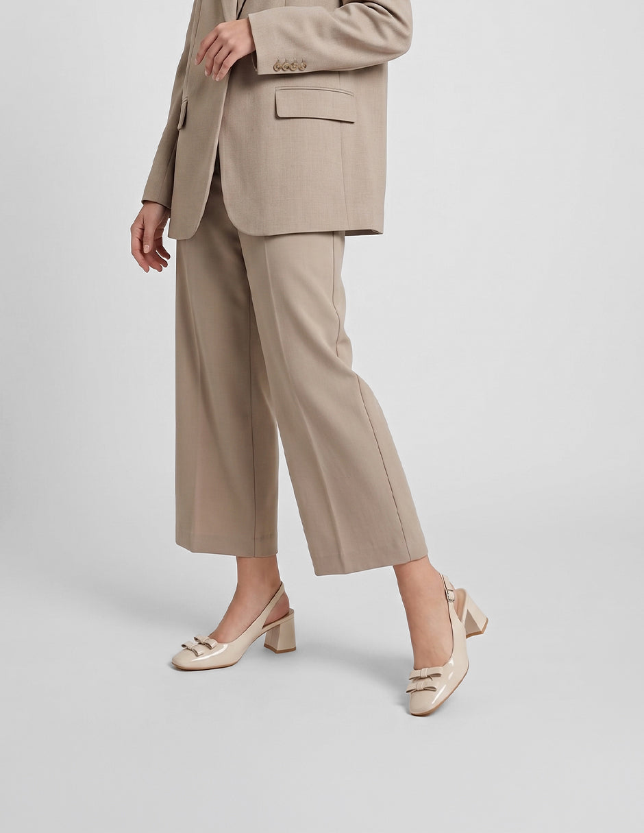 Zapatillas Slingback en Charol – Beige