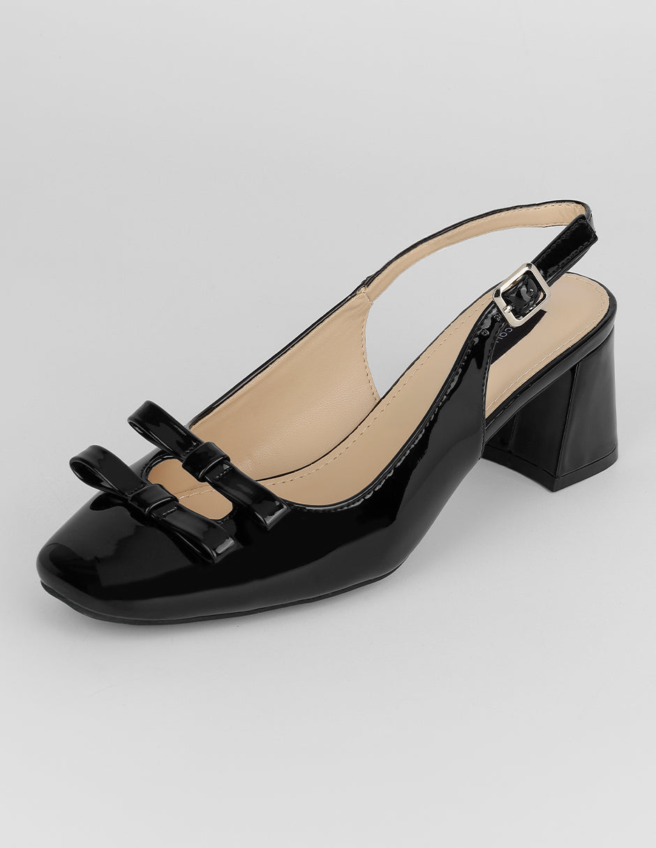 Zapatillas Slingback en Charol – Negro
