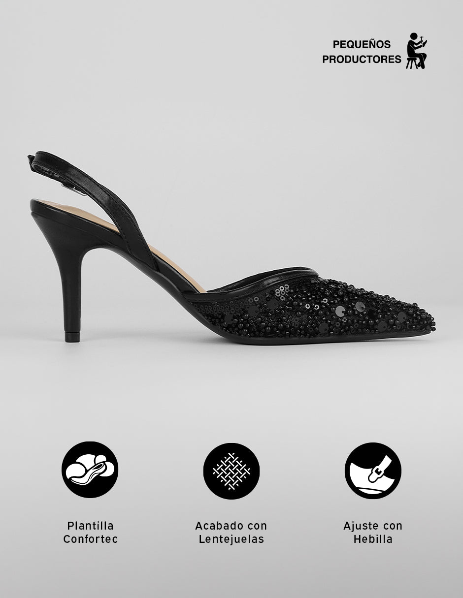 Zapatillas Slingback en Sintético – Negro
