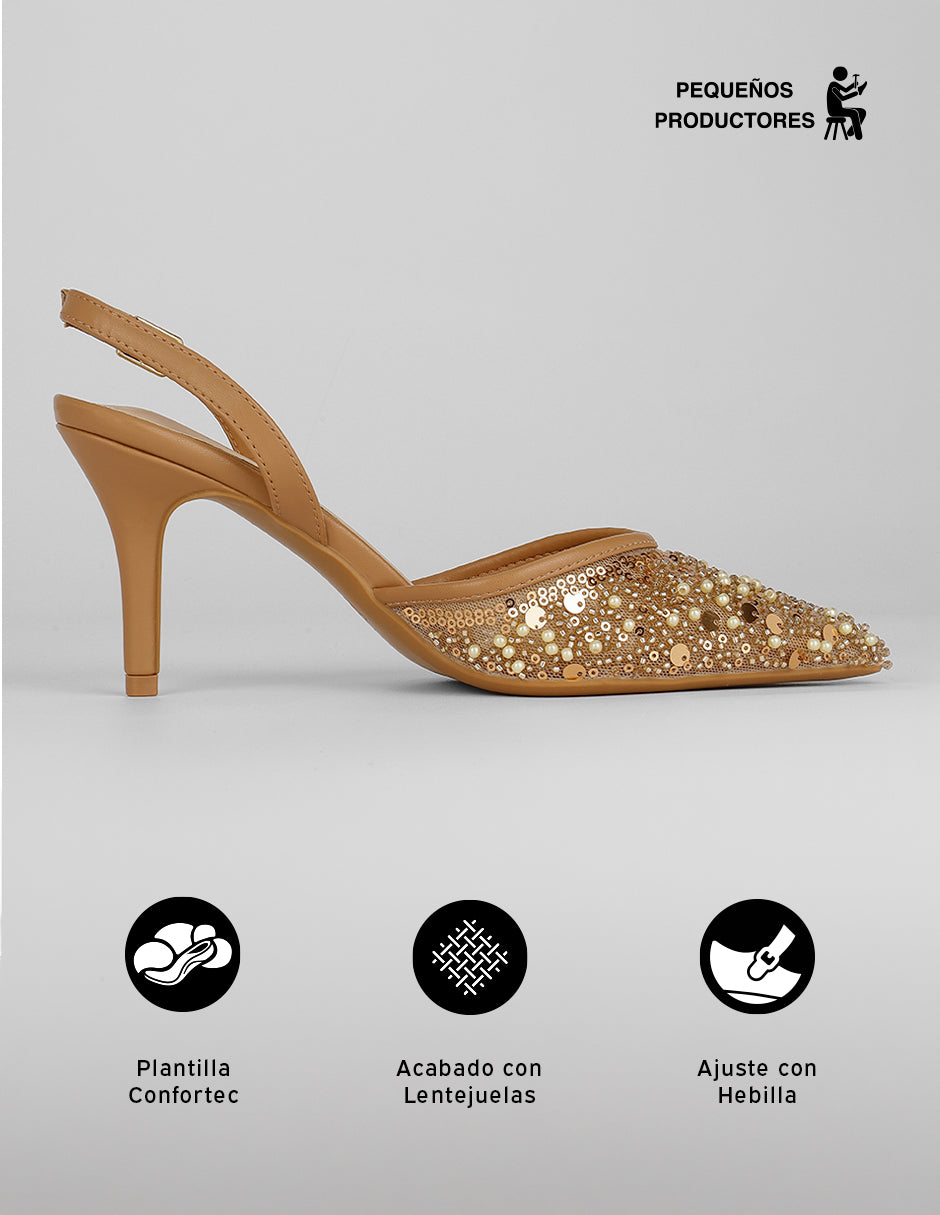 Zapatillas Slingback en Sintético – Dorado