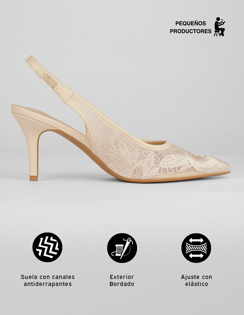 Zapatillas Slingback en Textil – Blanco