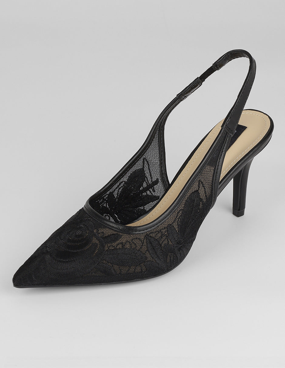 Zapatillas Slingback en Textil – Negro