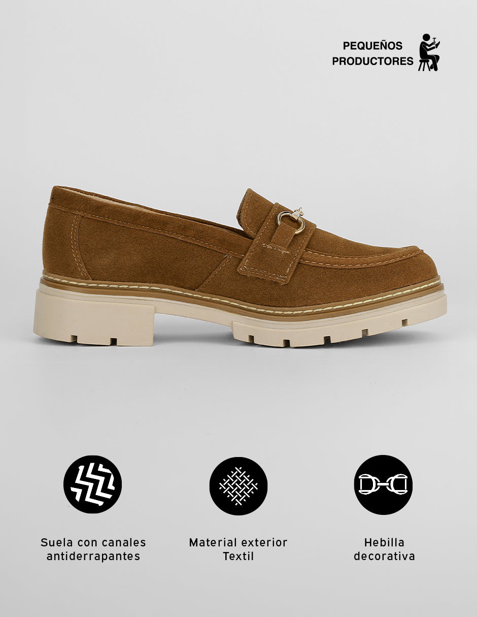 Mocasines Classy en Textil – Café