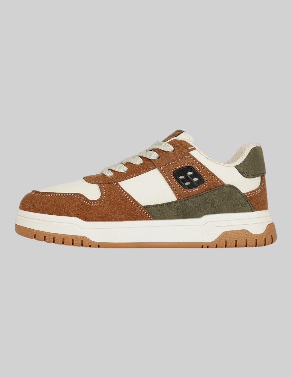 Tenis Exterior Piel vegana Color Café Para Niño De RBCOLLECTION
