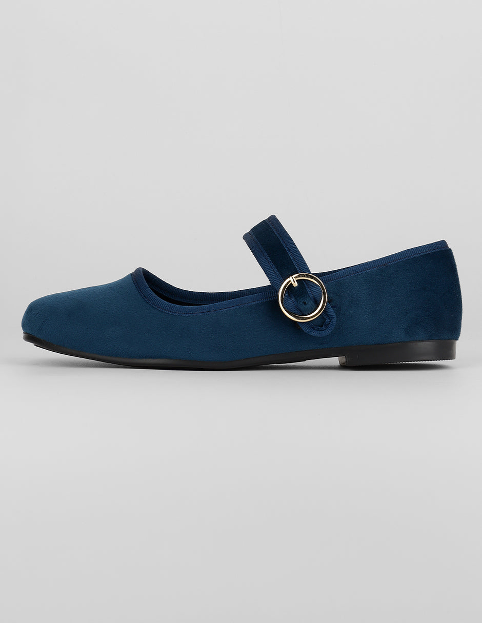 Mary jane Exterior Gamuza Color Azul Para Mujer De RBCOLLECTION