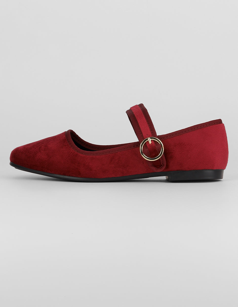 Mary jane Exterior Gamuza Color Vino Para Mujer De RBCOLLECTION