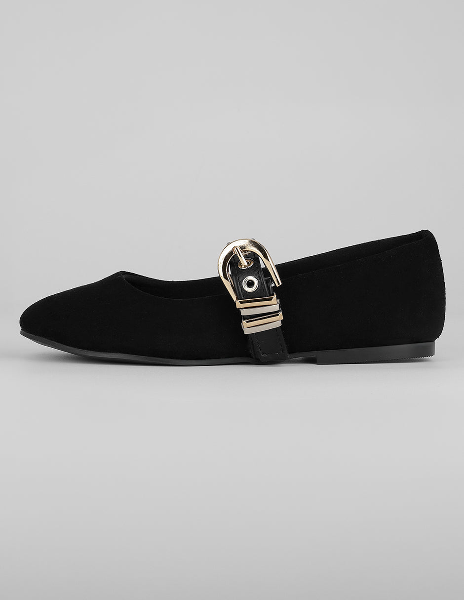 Mary jane Exterior Gamuza Color Negro Para Mujer De RBCOLLECTION