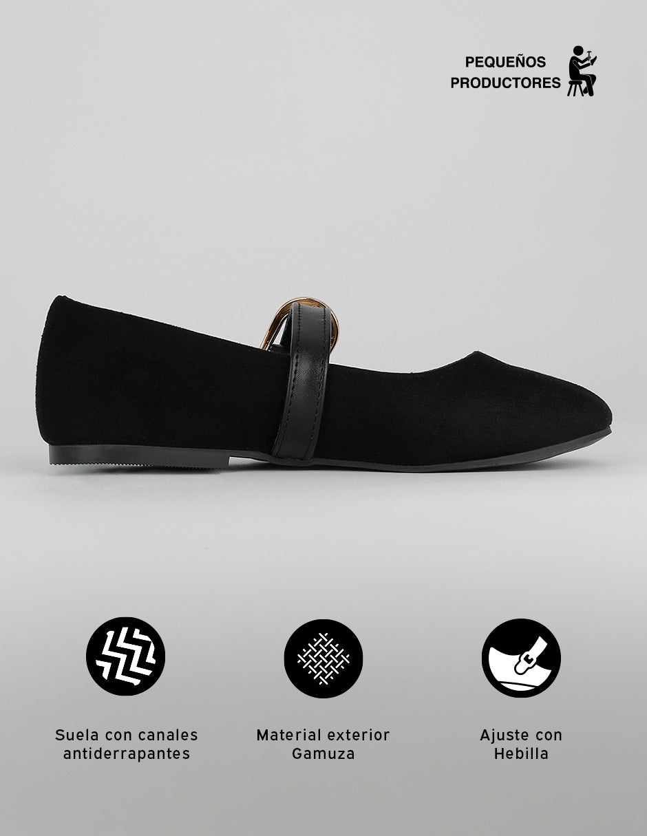 Mary jane Darling en Gamuza – Negro