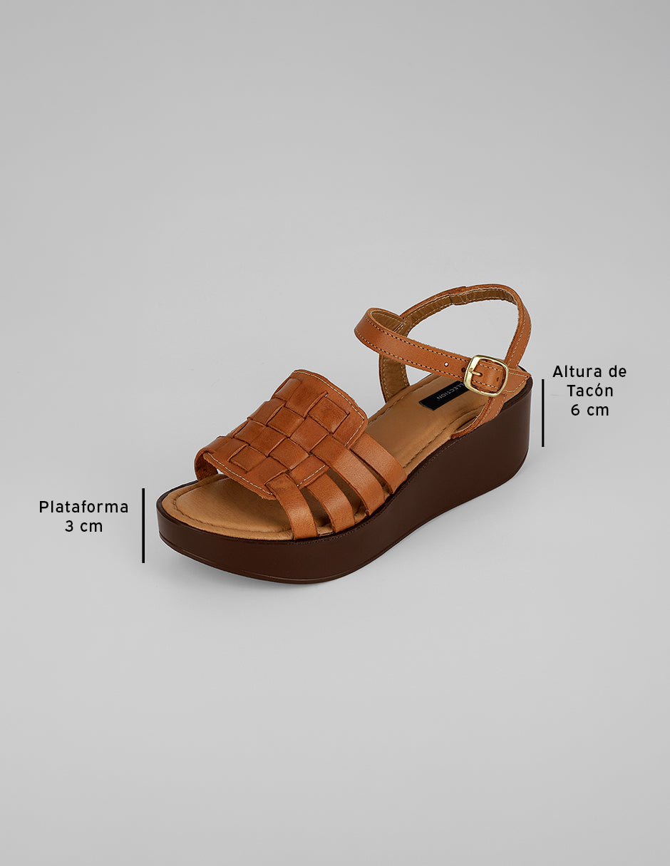 Sandalias con plataforma Hand made en Piel – Café
