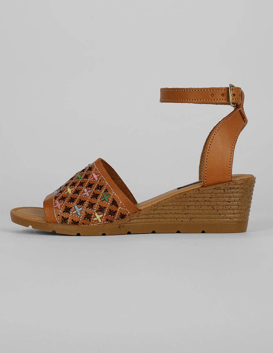 Sandalias con plataforma Exterior Piel Color Café Para Mujer De RBCOLLECTION