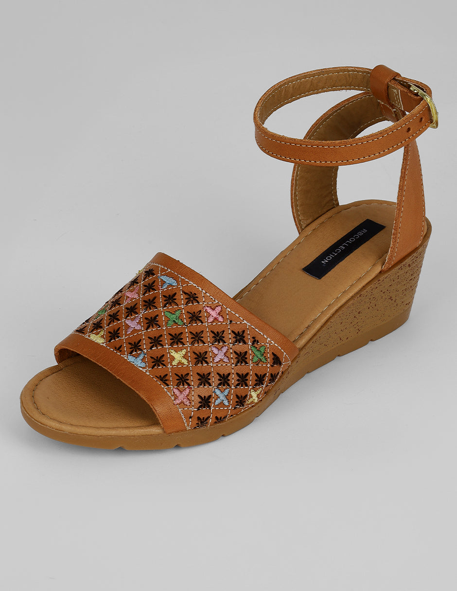 Sandalias con plataforma Hand made en Piel – Café