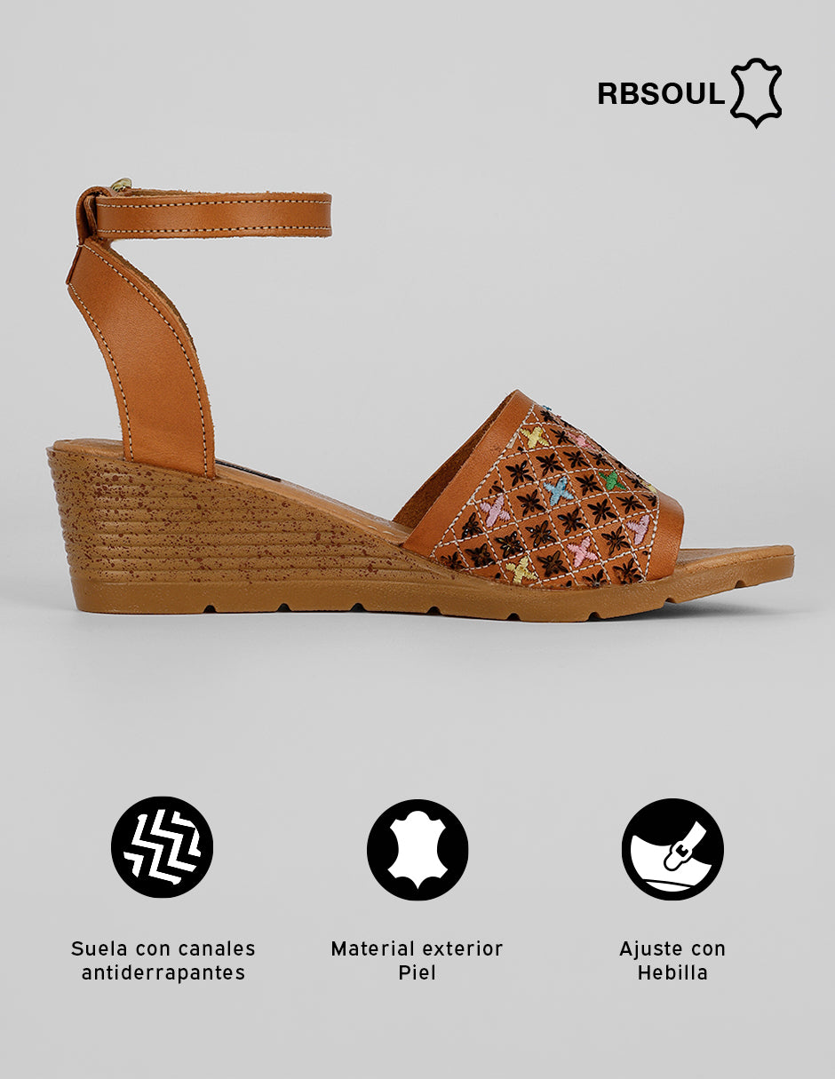 Sandalias con plataforma Hand made en Piel – Café