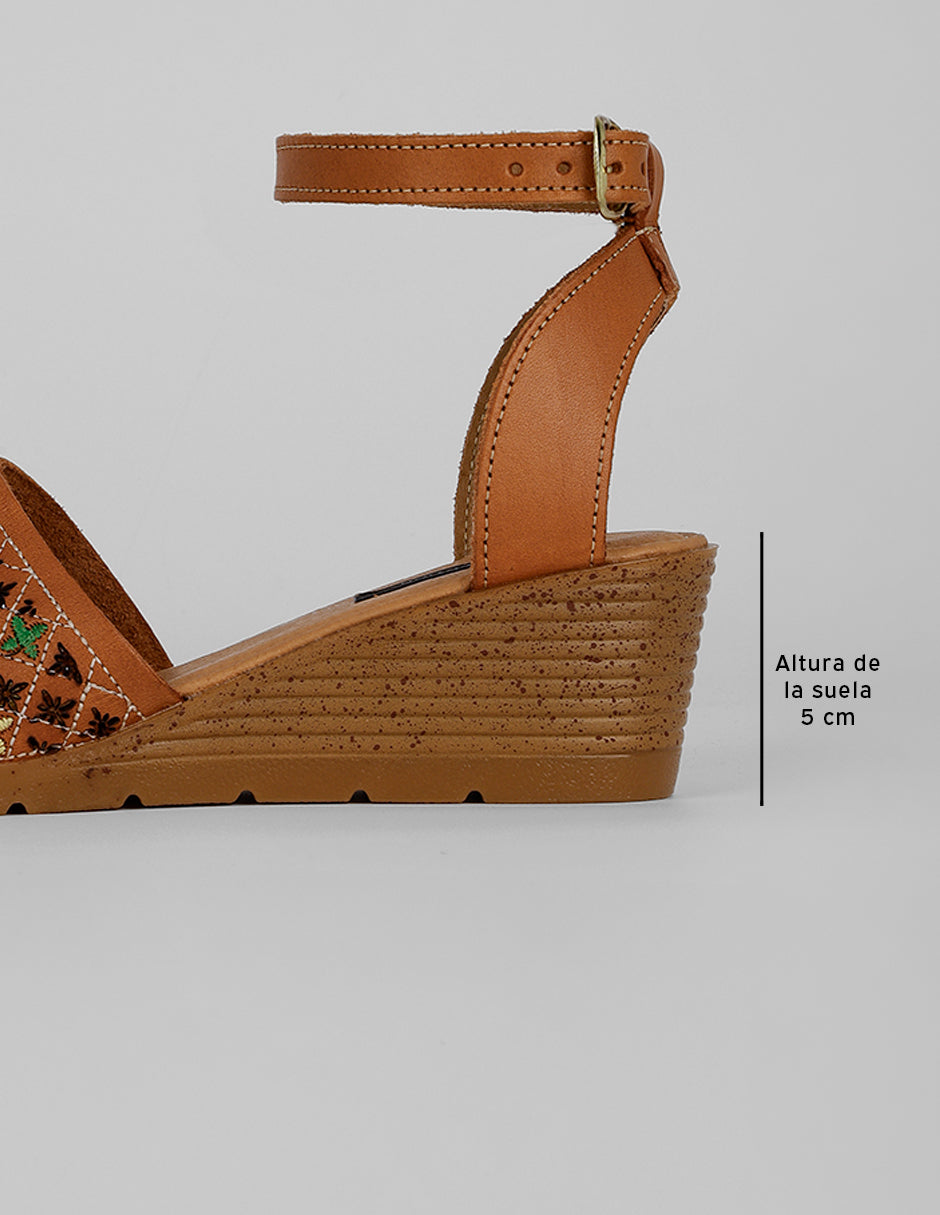 Sandalias con plataforma Hand made en Piel – Café