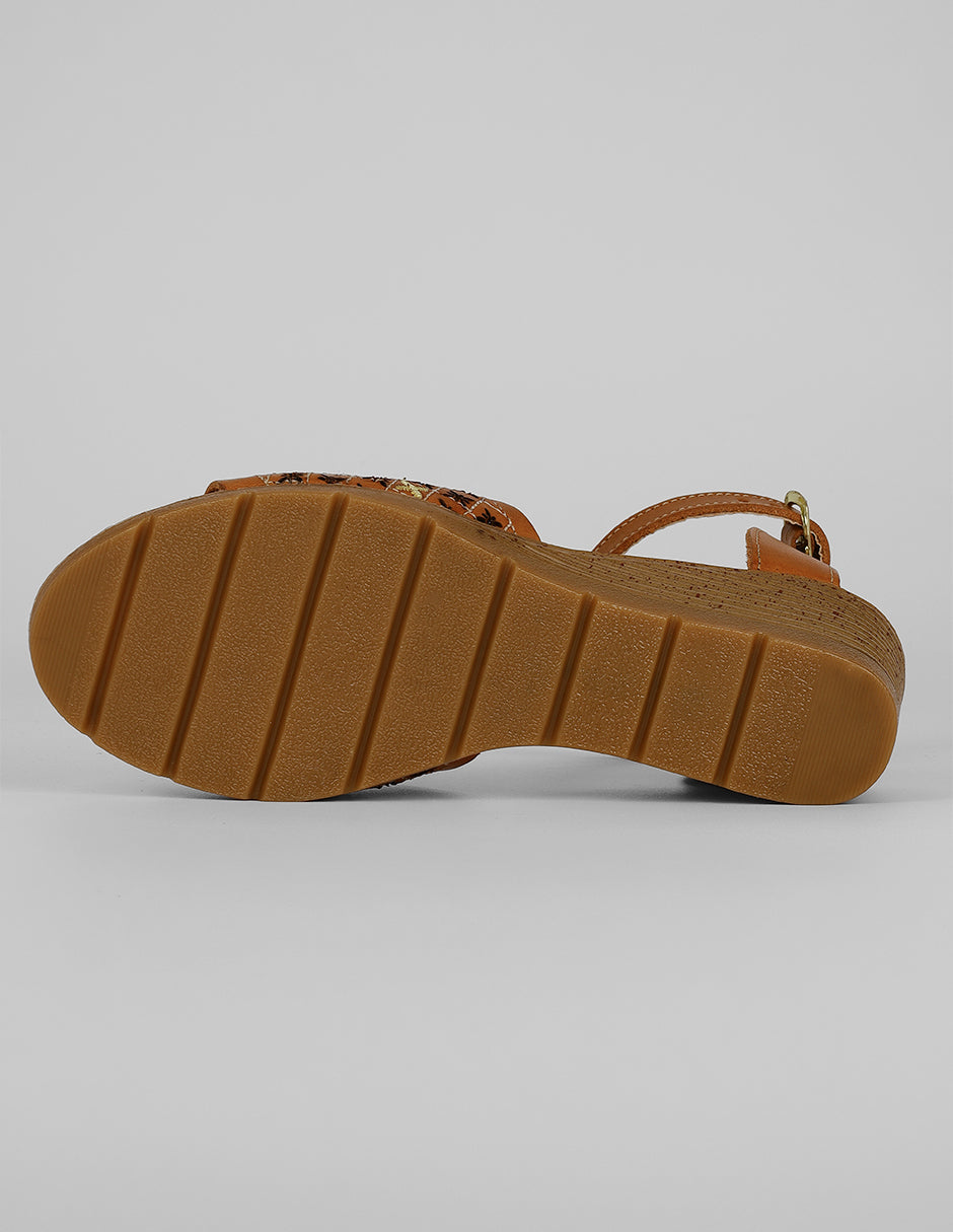 Sandalias con plataforma Hand made en Piel – Café