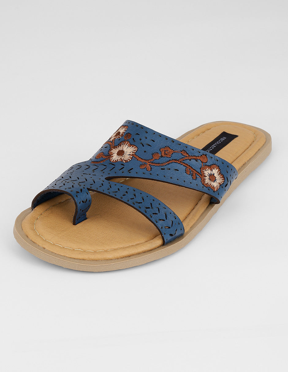 Sandalias de piso Hand made en Piel – Azul