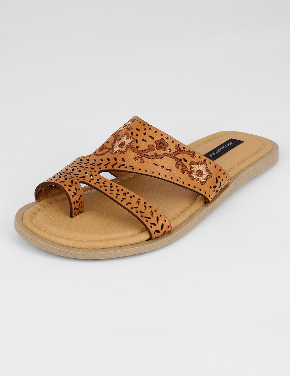 Sandalias de piso Hand made en Piel – Café