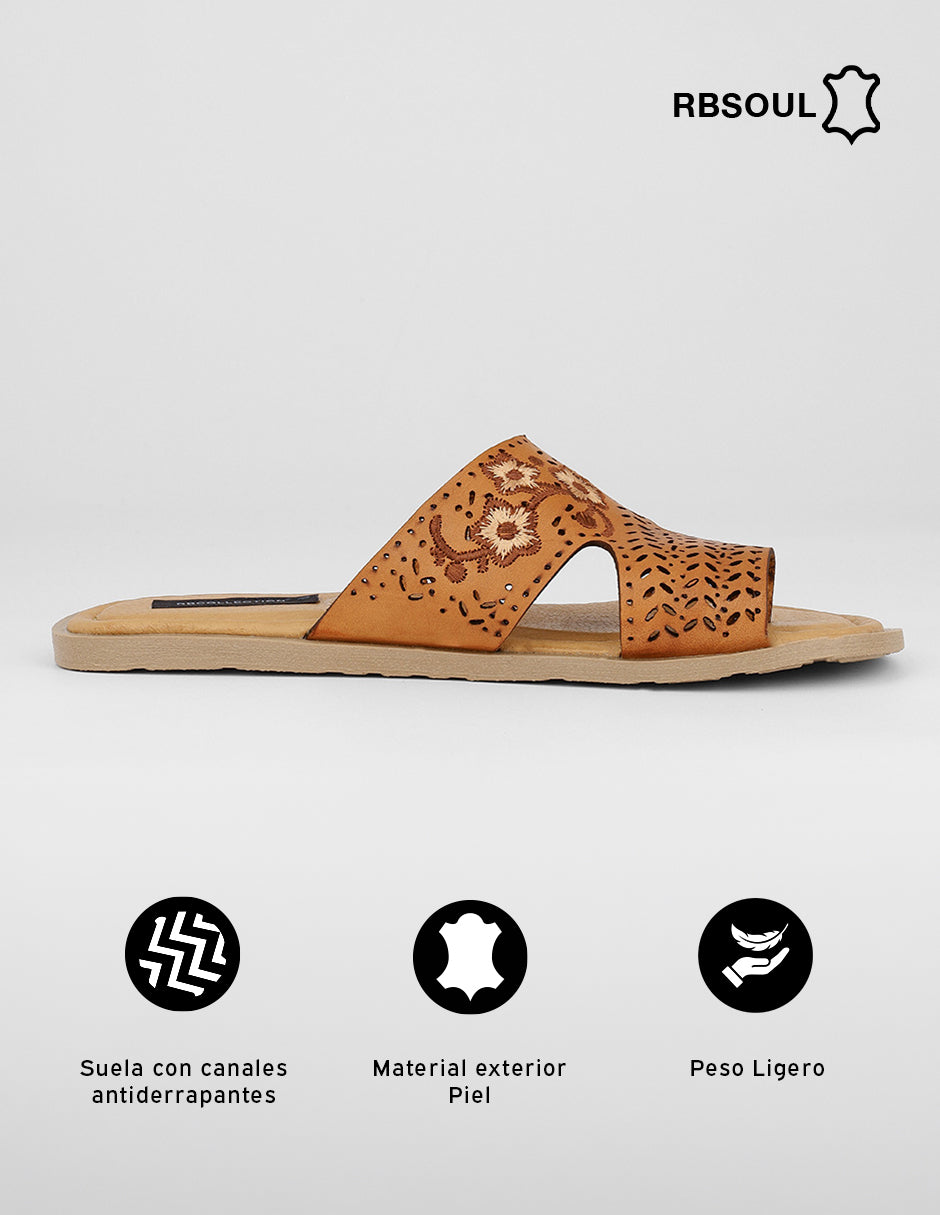 Sandalias de piso Hand made en Piel – Café