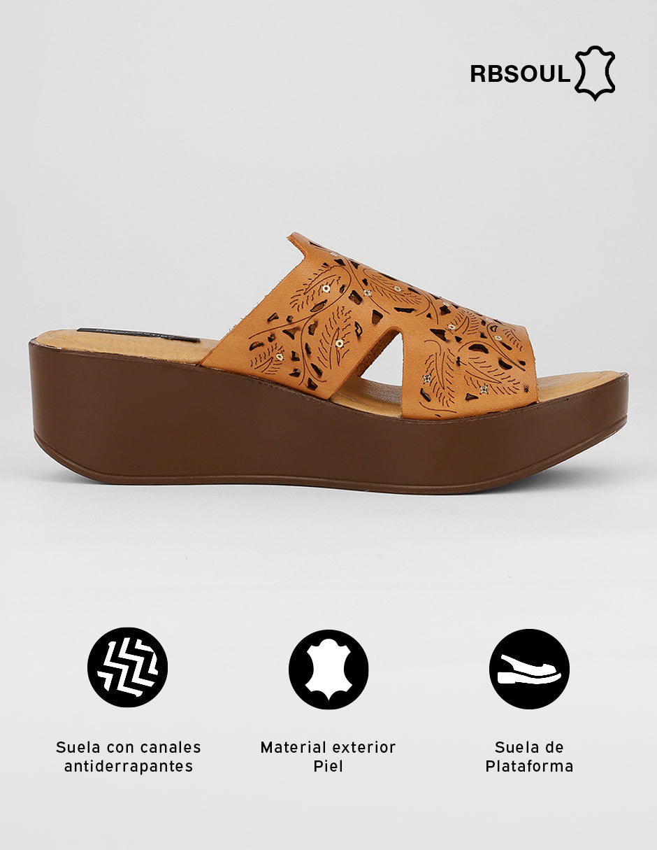 Sandalias con plataforma Hand made en Piel – Café