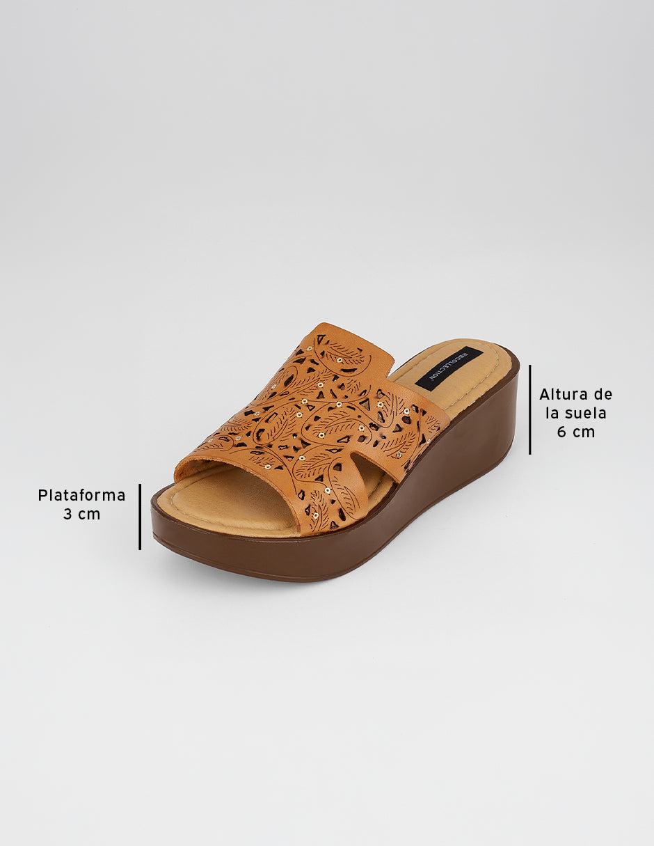Sandalias con plataforma Hand made en Piel – Café