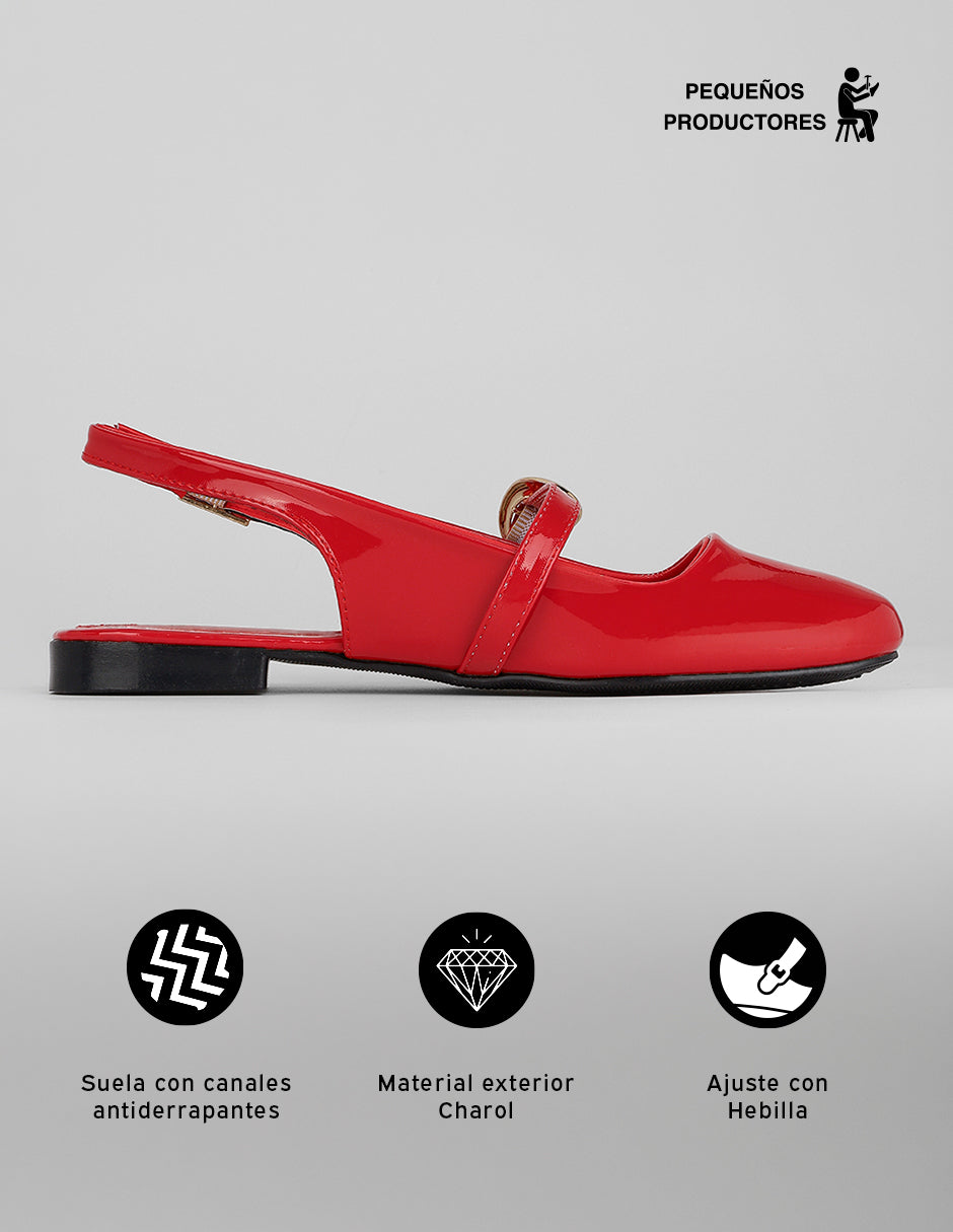 Flats clásicas Darling en Charol – Rojo