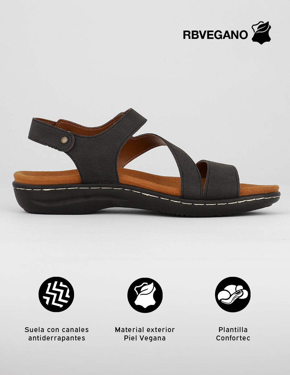 Sandalias con plataforma Brit en Piel vegana – Negro