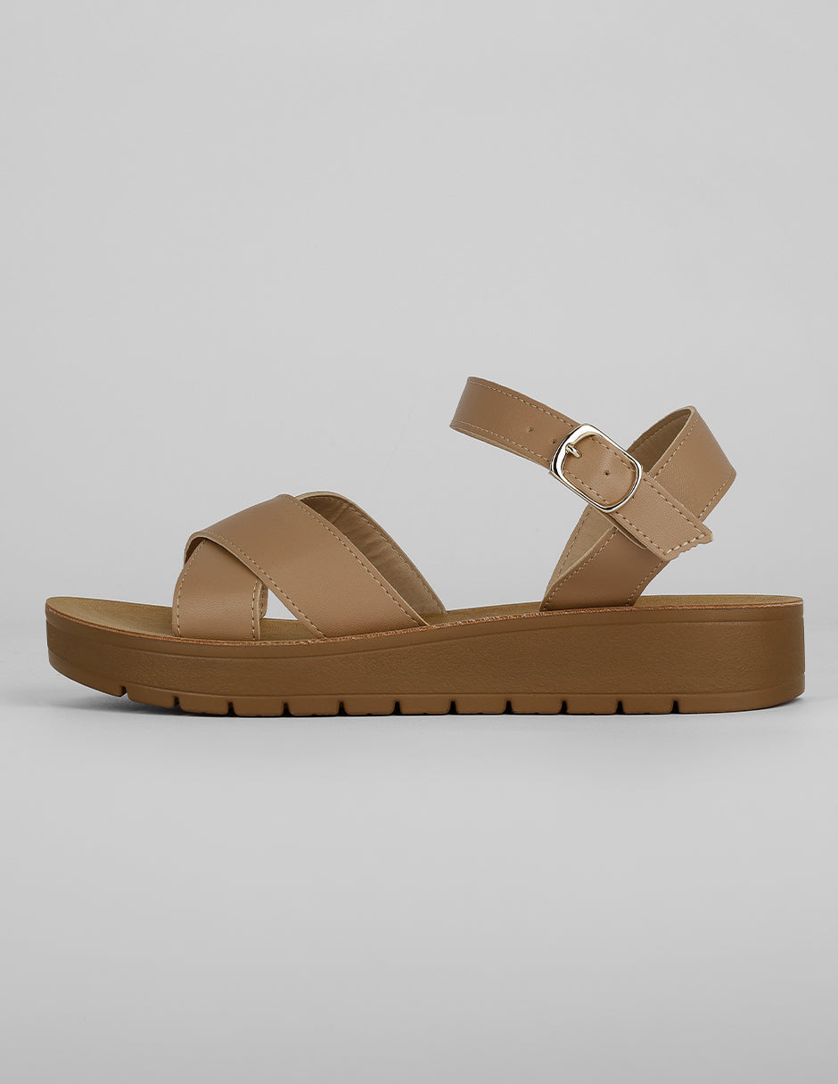 Sandalias con plataforma Exterior Piel vegana Color Beige Para Mujer De RBCOLLECTION