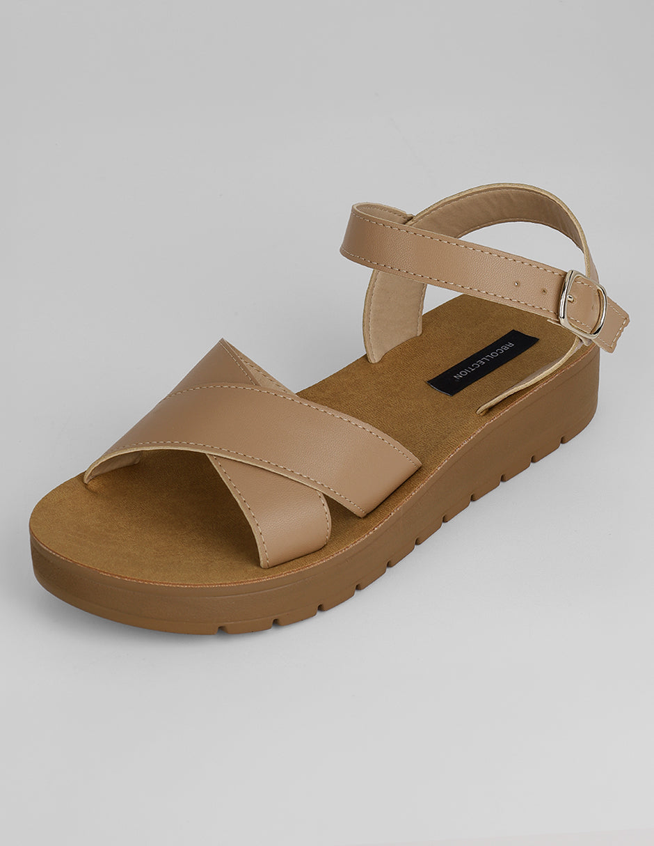 Sandalias con plataforma Gina en Piel vegana – Beige