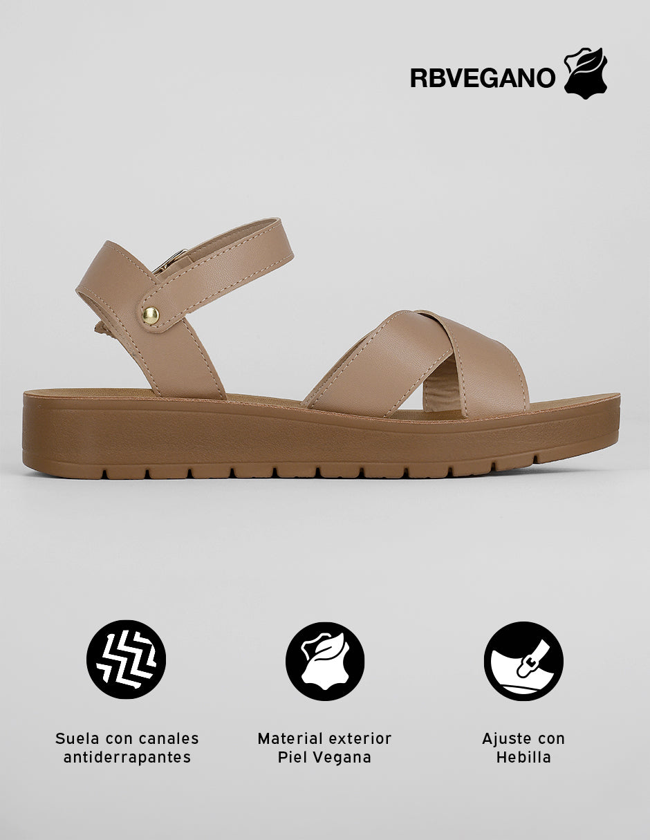 Sandalias con plataforma Gina en Piel vegana – Beige