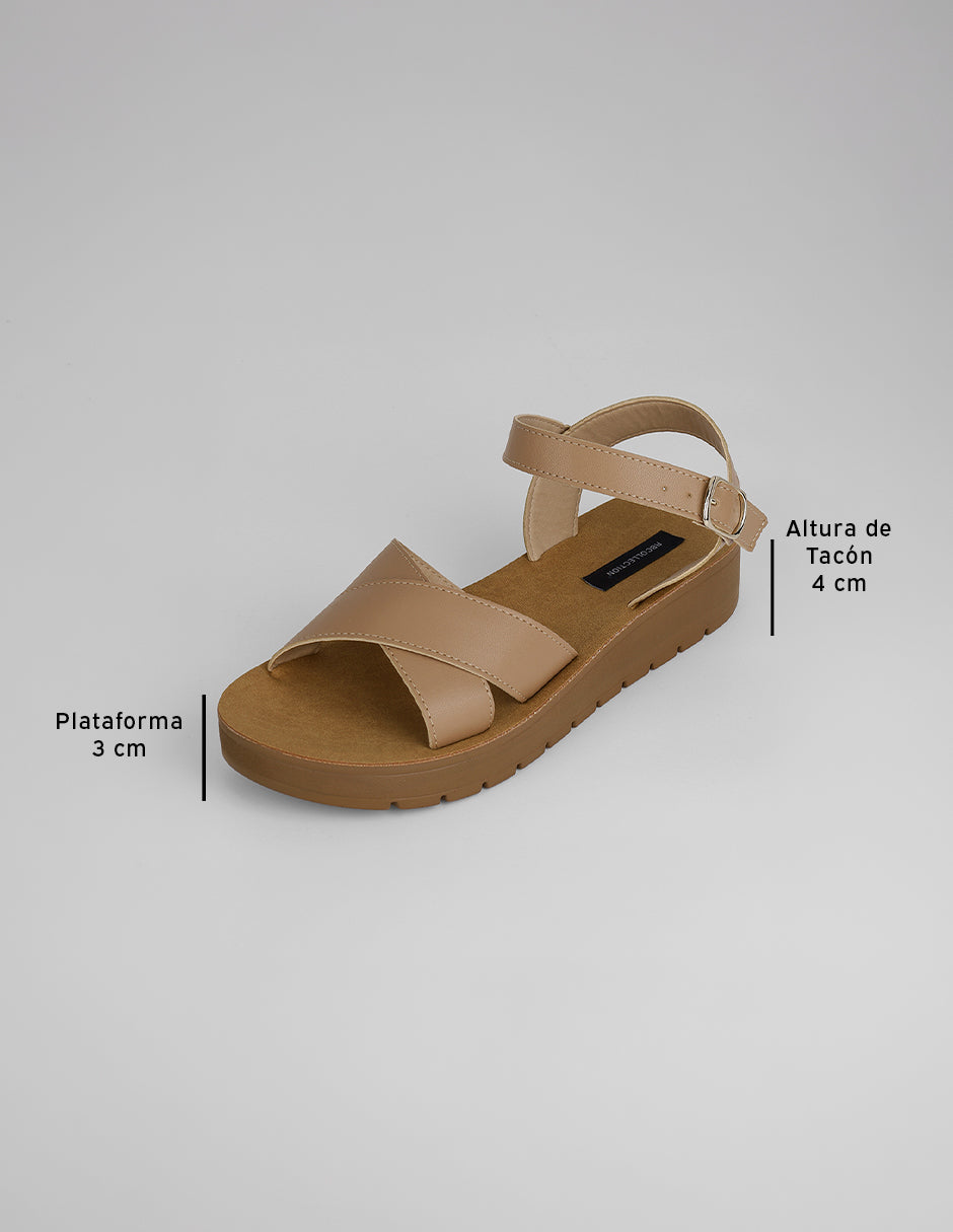 Sandalias con plataforma Gina en Piel vegana – Beige