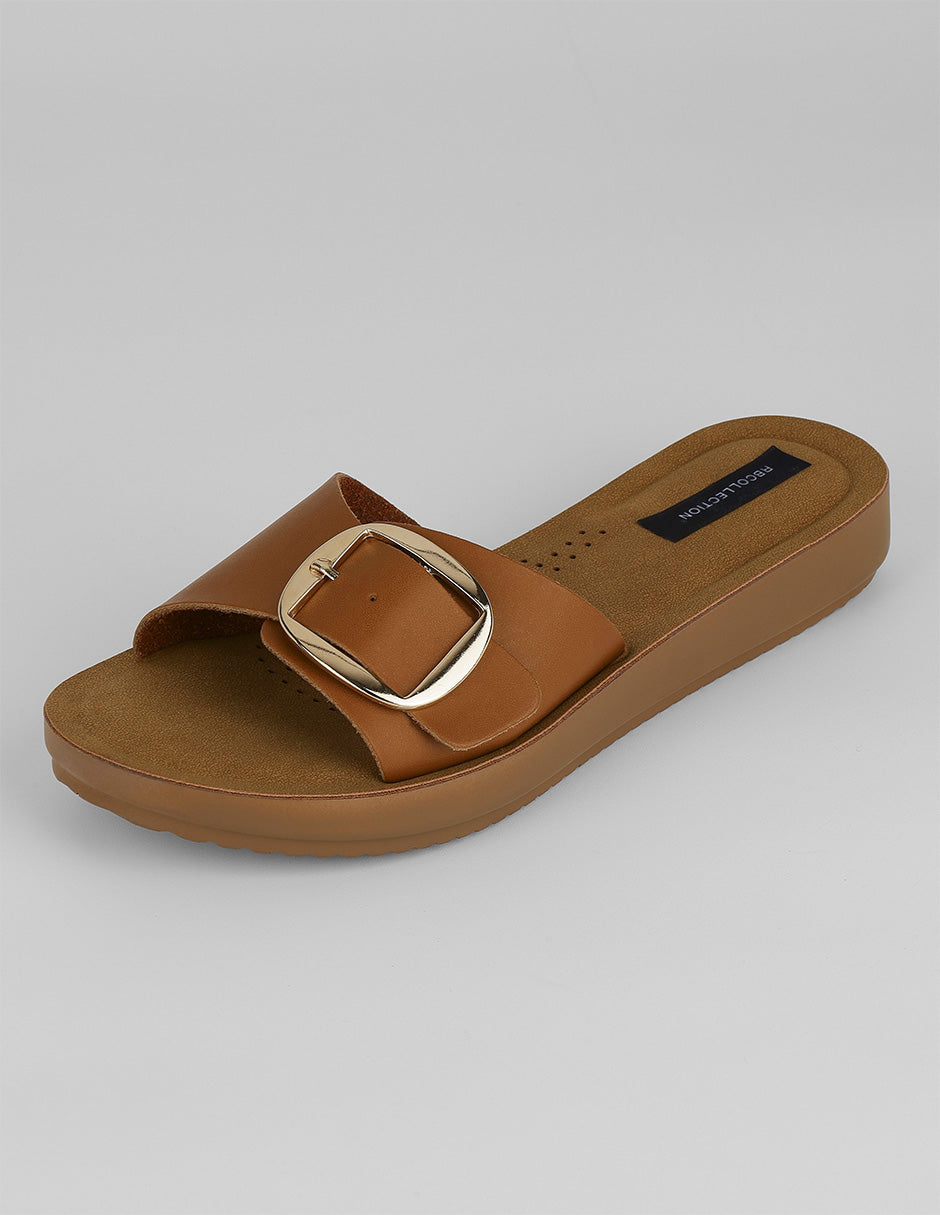 Sandalias de piso Soft en Piel vegana – Café