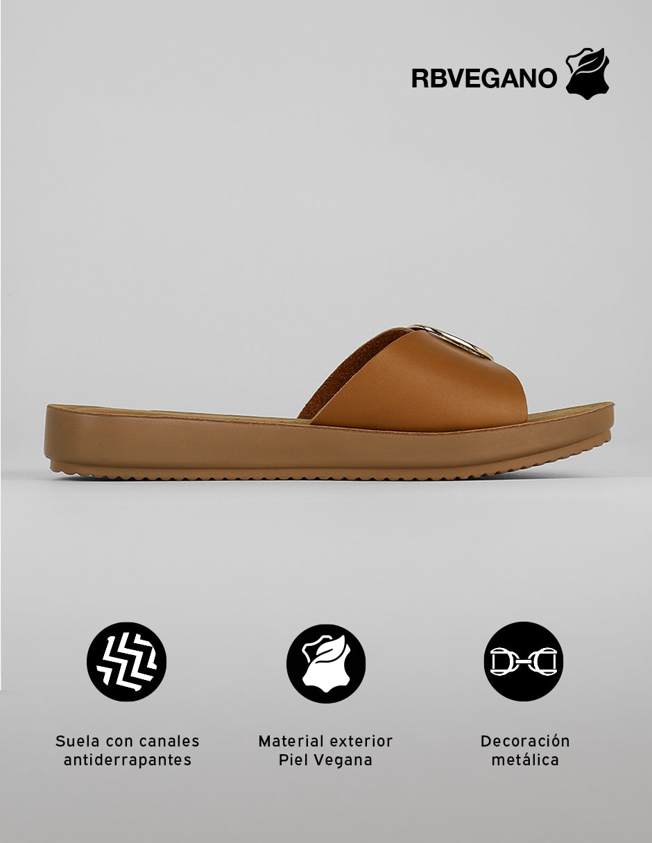 Sandalias de piso Soft en Piel vegana – Café