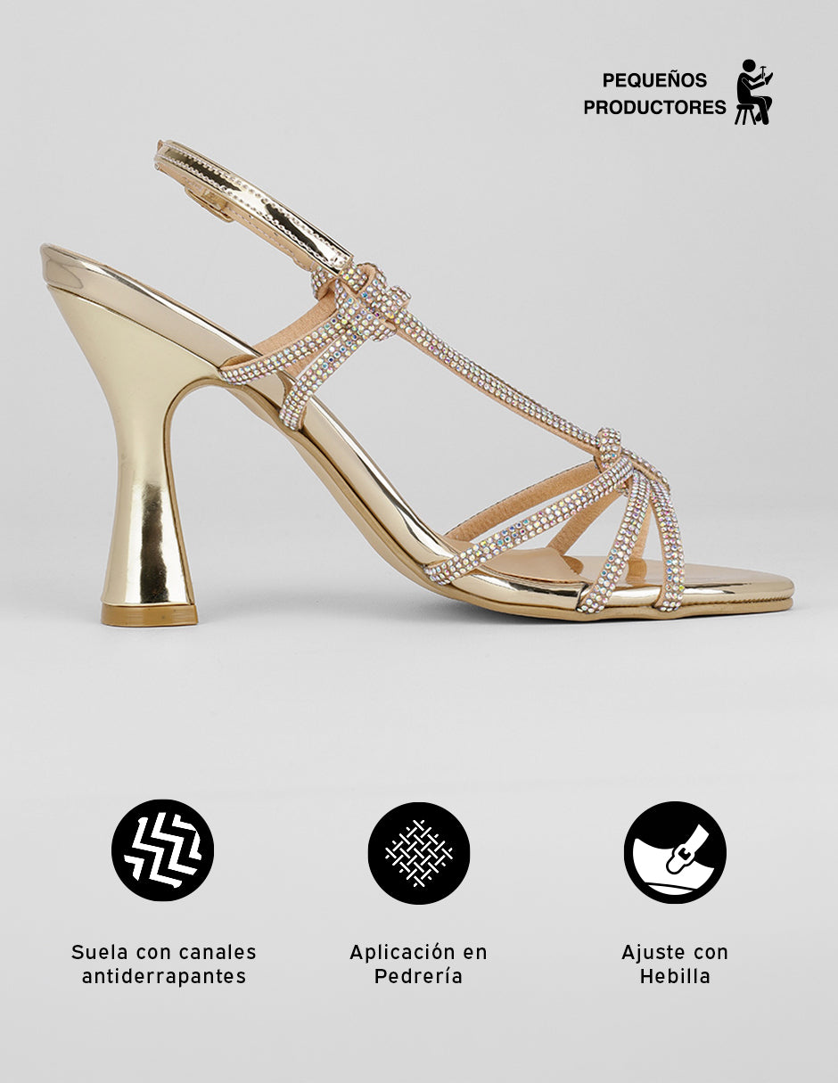 Sandalia con tacón Glowm en Sintético – Dorado