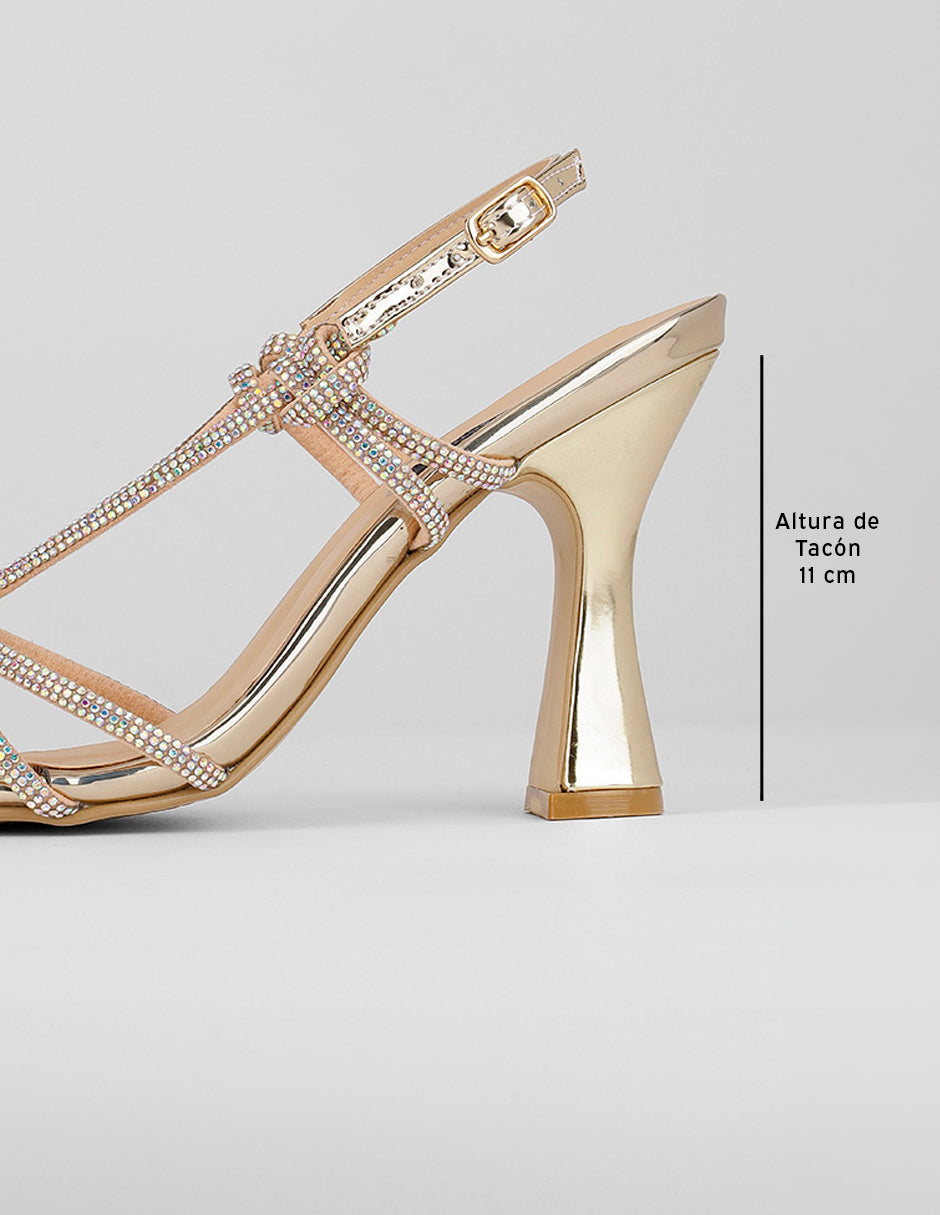 Sandalia con tacón Glowm en Sintético – Dorado