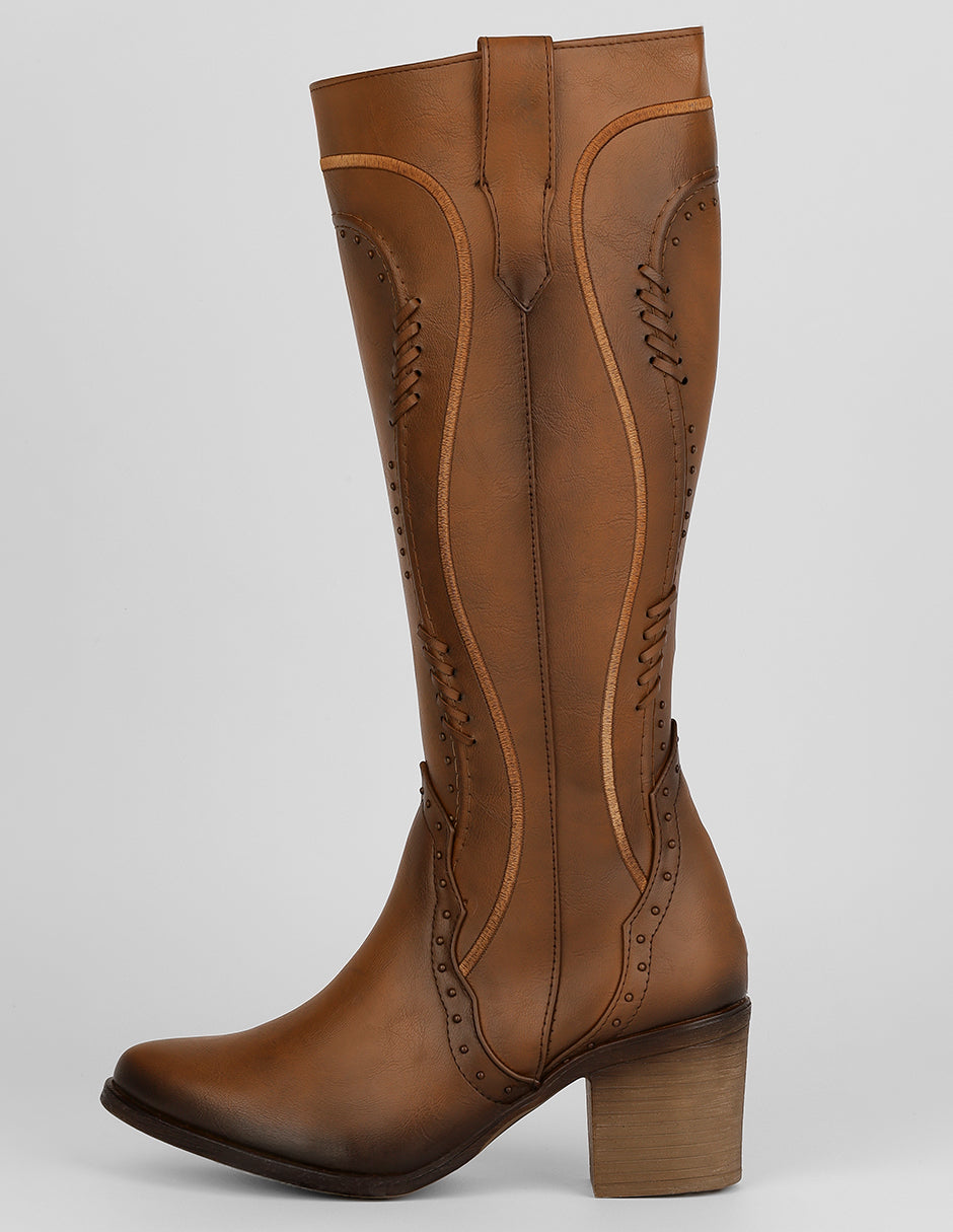 Botas altas Exterior Piel vegana Color Café Para Mujer De RBCOLLECTION