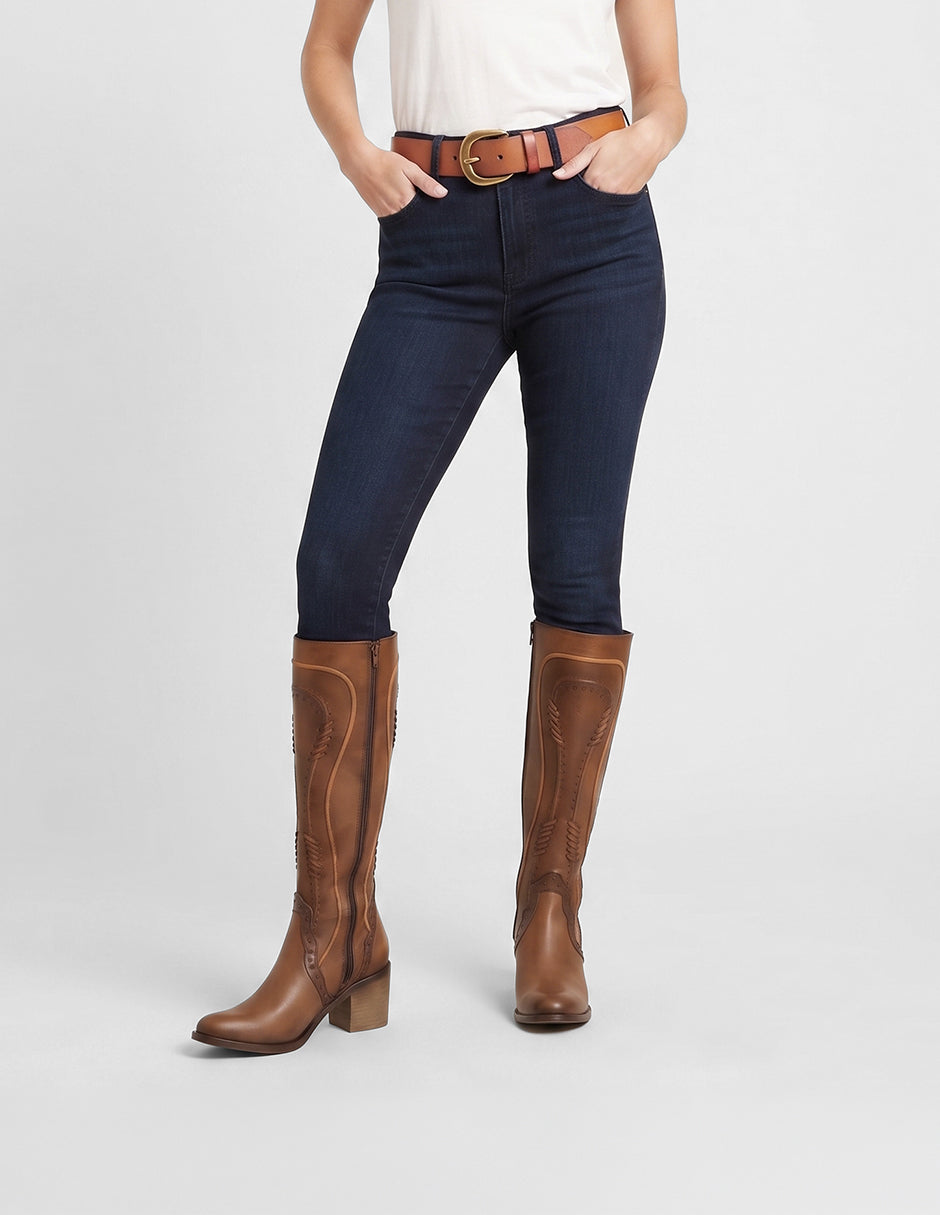 Botas altas West en Piel vegana – Café