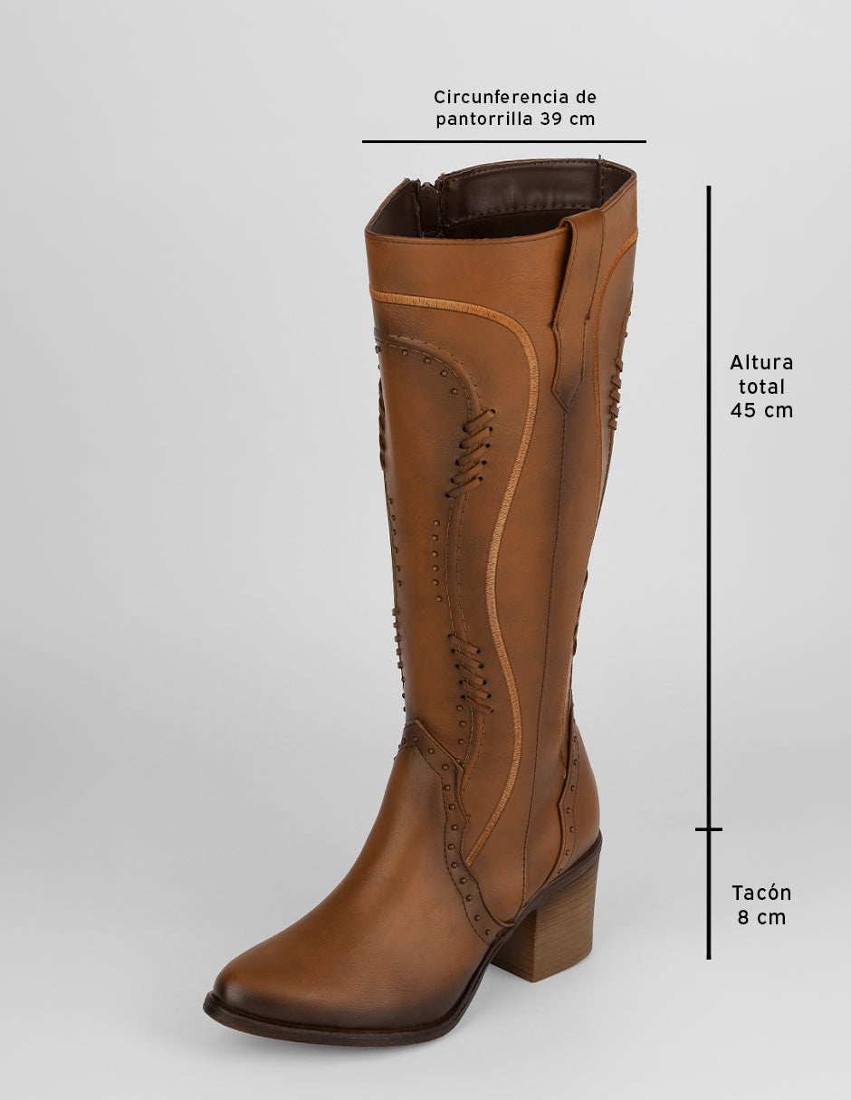 Botas altas West en Piel vegana – Café