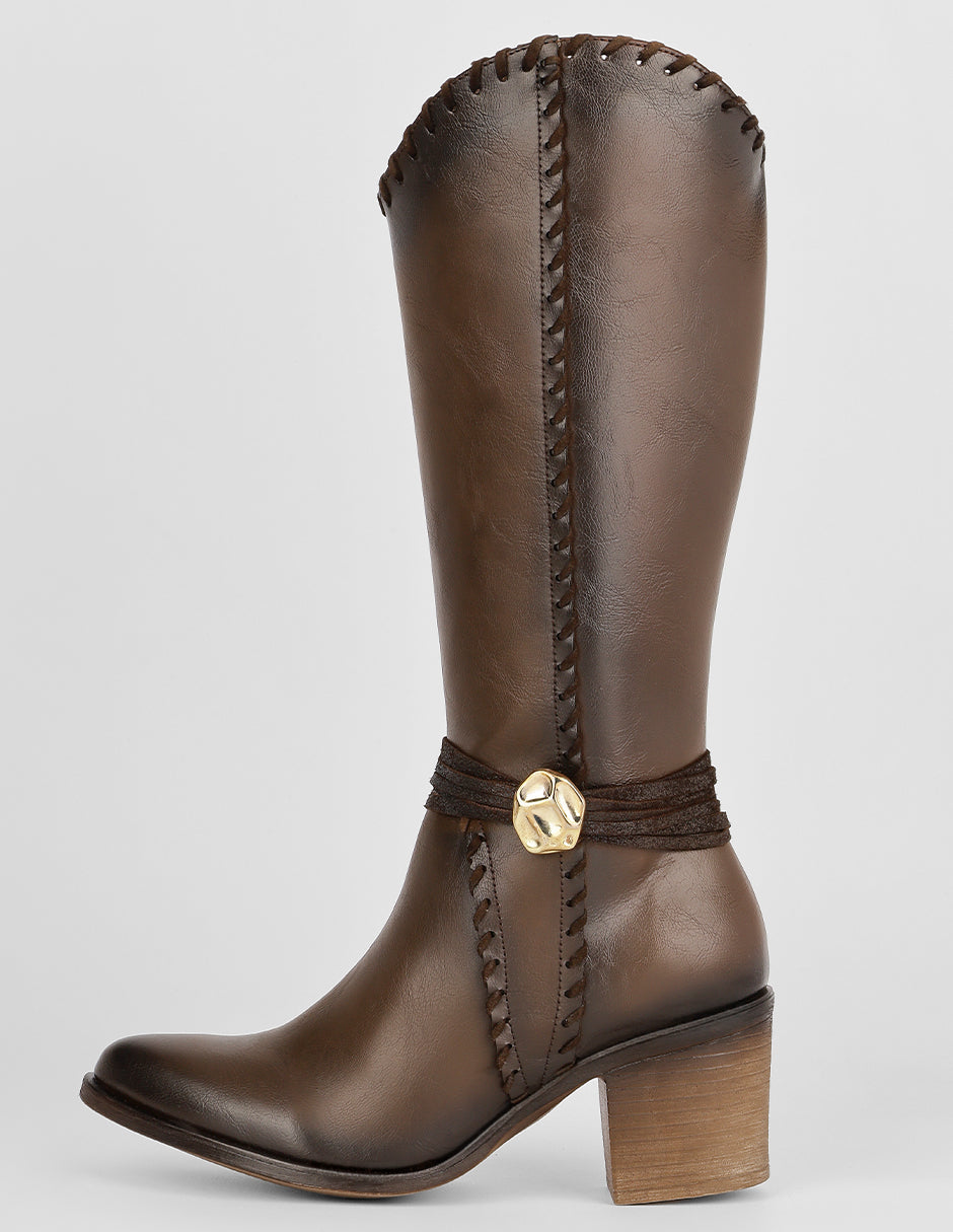 Botas altas Exterior Piel vegana Color Café Para Mujer De RBCOLLECTION