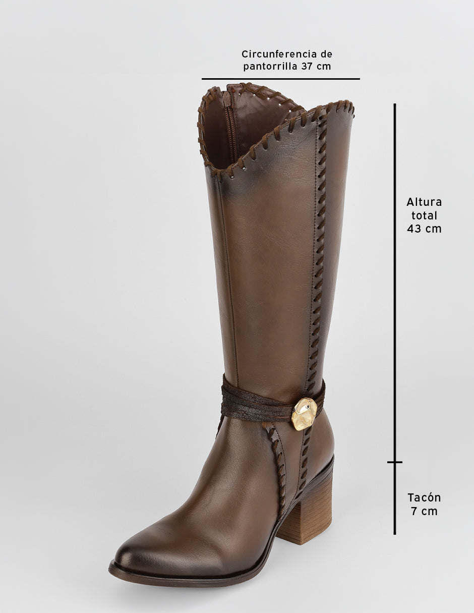Botas altas West en Piel vegana – Café