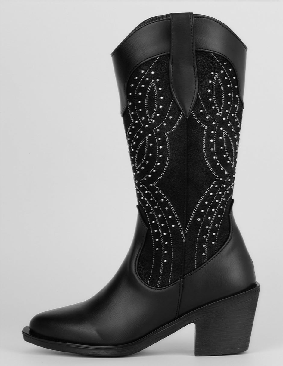 Botas tipo western Exterior Piel vegana Color Negro Para Mujer De RBCOLLECTION